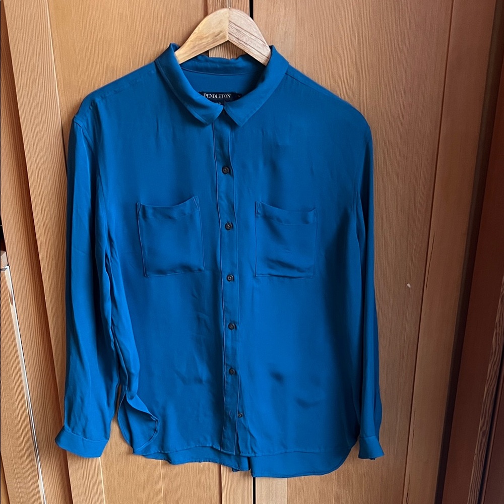 Silk Pendleton Teal Button-Up Shirt